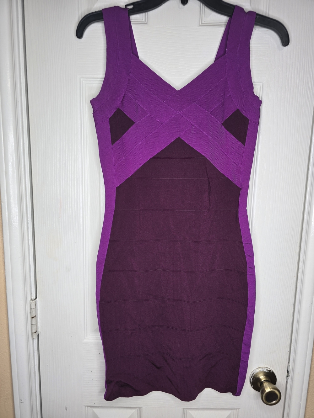 Express Two-Tone Magenta & Plum Bodycon Mini Dress